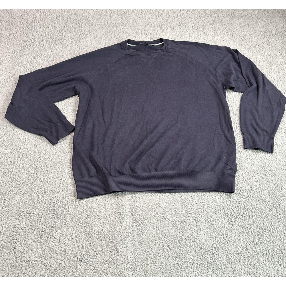 Tommy Hilfiger Sweater Mens XL  Blue Cotton Crewneck Raglan Pullover Classic